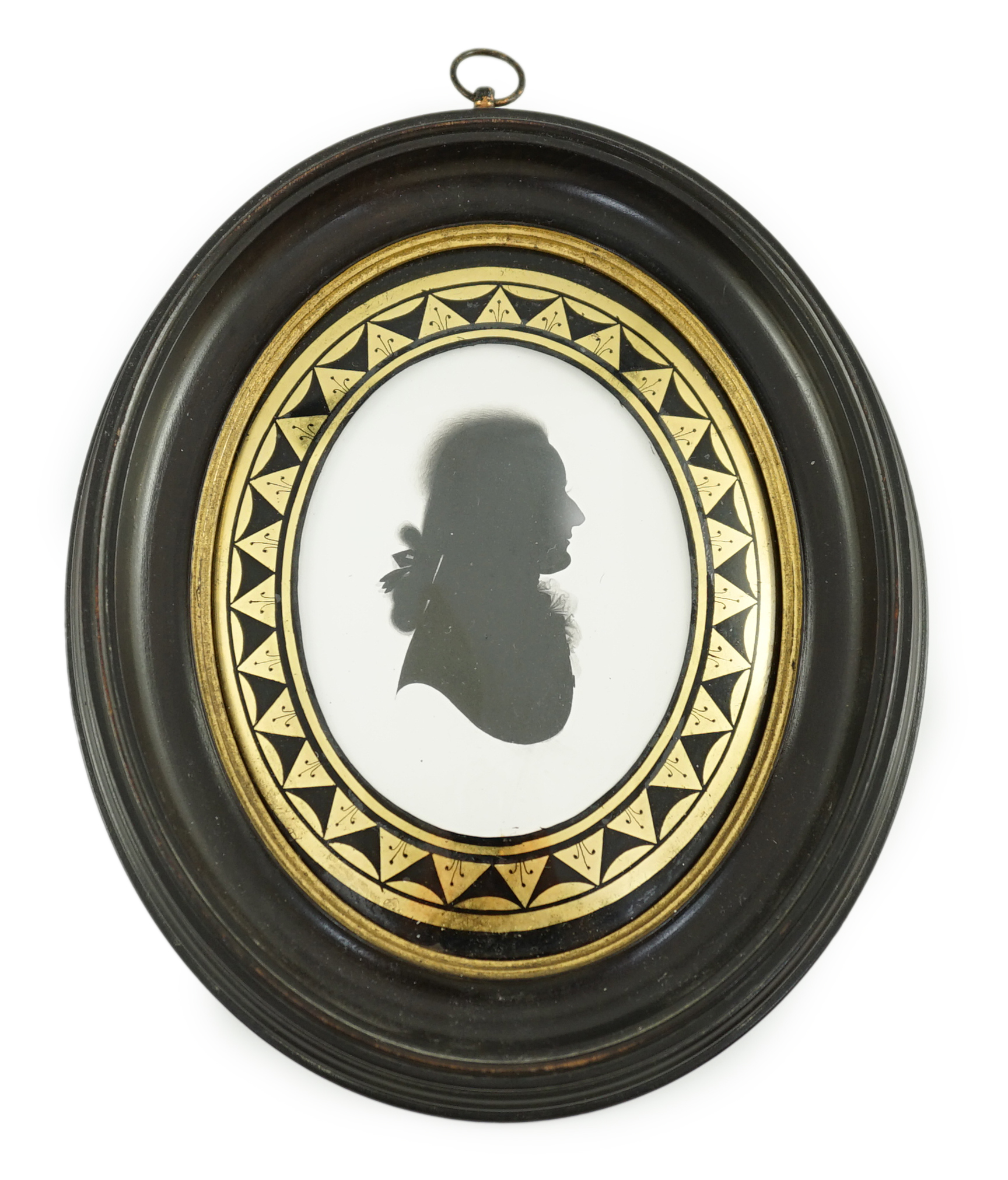 John Miers (1756-1821), Silhouette of a gentleman, painted plaster, 8.8 x 7cm.